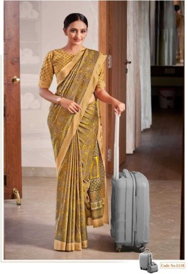 SimSim Trendz Printed Daily Wear Polyester Saree(Yellow)