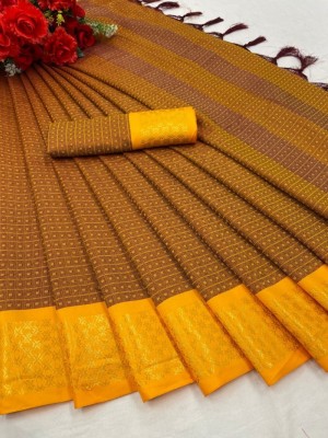 Fancy Fab Woven Konrad Cotton Silk, Muslin Saree(Yellow)