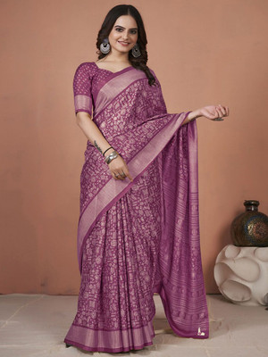 Anouk Rustic Printed Daily Wear Silk Blend Saree(Magenta)