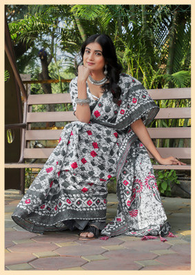 AANJANEY ENTERPRISE Printed Handloom Pure Cotton Saree(Multicolor)