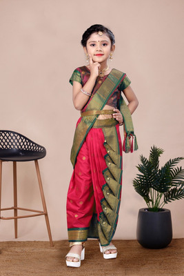 Ashmika Woven, Floral Print, Temple Border, Embellished Paithani Cotton Silk Saree(Pink)