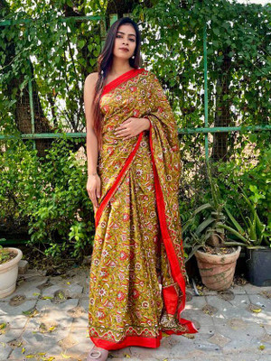 JASU CREATION Printed Bollywood Pure Cotton Saree(Green)