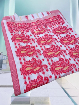 Kanokanjoli Woven Jamdani Handloom Cotton Blend Saree(Multicolor)