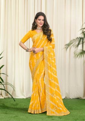 Laxmipati Sarees Embellished Bollywood Chiffon Saree(Yellow)