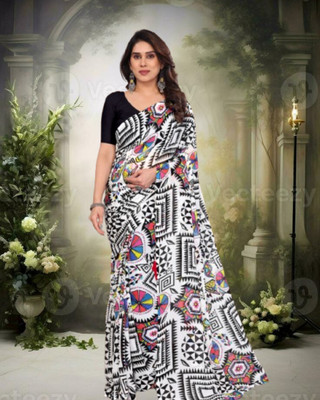 Jayu Embroidered Bollywood Georgette Saree(White)