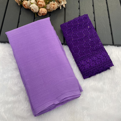 Sanskriti Synthetics Solid/Plain Handloom Georgette Saree(Purple)