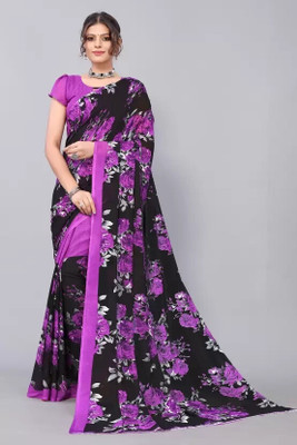 HouseOfCommon Printed Bollywood Georgette Saree(Purple)