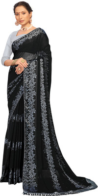 mahalaxmi fab Printed Bollywood Georgette Saree(Grey)