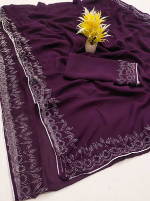 Gajal Embellished Bollywood Georgette Saree(Magenta)
