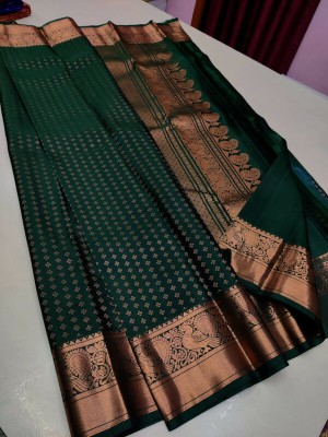 kriyafashion Printed Bollywood Silk Blend Saree(Green)