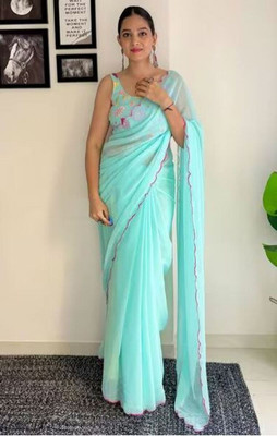 Chayanika Creation Self Design Bollywood Georgette Saree(Purple)