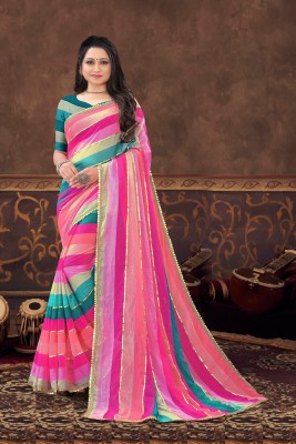 blendza Self Design Bollywood Georgette Saree(Multicolor)