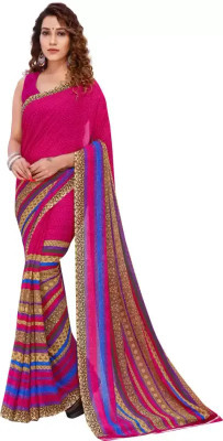 Sita Striped Bollywood Georgette Saree(Pink)
