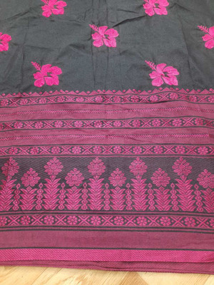M FASHION Self Design Tant Pure Cotton Saree(Pink)
