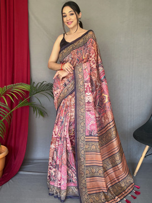 SGF11 Self Design Handloom Cotton Linen Saree(Pink)