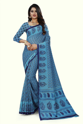 Vimalnath Synthetics Printed Daily Wear Georgette Saree(Light Blue)