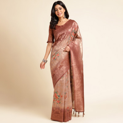 RekhaManiyar Woven Bollywood Cotton Silk Saree(Pink)