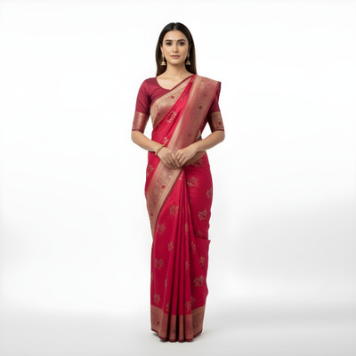 kushwaha enterprises Woven, Floral Print Bollywood Art Silk Saree(Magenta)