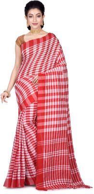 Divastri Printed Taant Pure Cotton Saree(White)