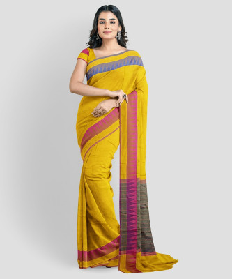 Arzoo kala textiles Self Design, Solid/Plain Banarasi Handloom Pure Cotton Saree(Multicolor)