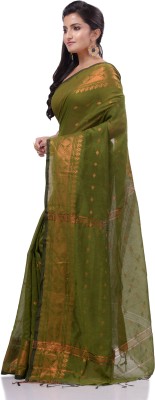 TANTLOOM Woven Handloom Handloom Cotton Silk Saree(Green)