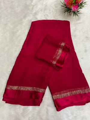 TOXEGO Solid/Plain Bollywood Viscose Rayon Saree(Pink)