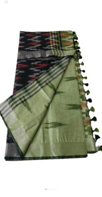 Amrit Handloom Self Design Ikkat Cotton Blend Saree(Multicolor)