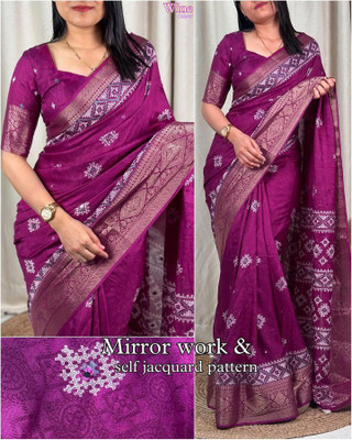 Dhanlaxmi CreationLLP Woven Bollywood Muslin, Jacquard Saree(Purple)