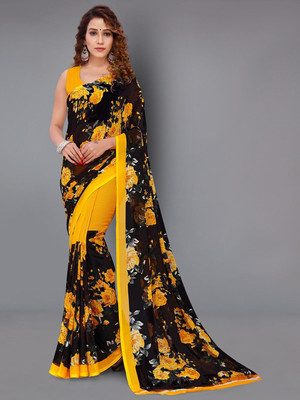 Moda Rapido Printed Daily Wear Georgette Saree(Black)