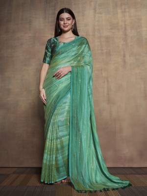 Tasrika Digital Print Bollywood Polyester Saree(Green)