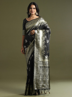 Divastri Woven Banarasi Silk Blend Saree(Black)
