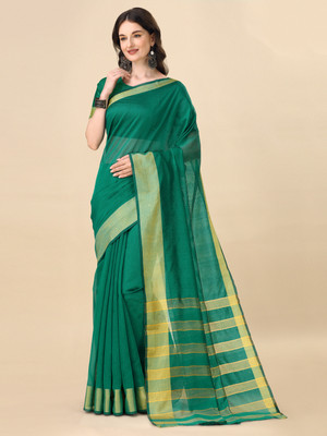 JS Clothing Mart Printed Banarasi Silk Blend Saree(Light Green)