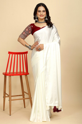 SAADHYA CREATION Embroidered Bollywood Satin Saree(Maroon)