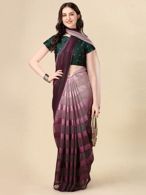 Granthva Fab Self Design Bollywood Silk Blend Saree(Purple)