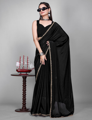 ASHTA Self Design Kanjivaram Jimmy choo, Chiffon Saree(Black)