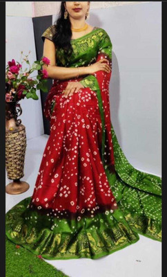 shreeji creation Self Design Bandhani Art Silk Saree(Red)