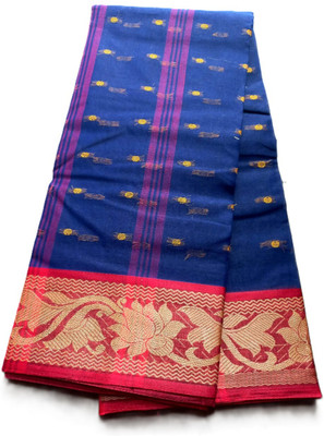 Maasaree Woven Tant Pure Cotton Saree(Blue)
