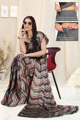 MIRCHI FASHION Printed, Striped, Embellished Leheria Chiffon, Georgette Saree(Multicolor)