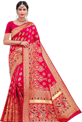 rahul Floral Print Daily Wear Viscose Rayon Saree(Red)
