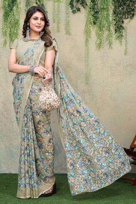 YASHIKA Printed Daily Wear Georgette Saree(Green)