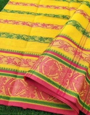 Ghosh handloom Woven Tant Pure Cotton Saree(Yellow)