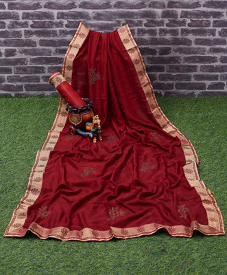 KSNDVTrendz Embellished Bollywood Silk Blend Saree(Maroon)