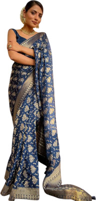 GATISHVAM TEXTILE Self Design Banarasi Art Silk Saree(Blue)