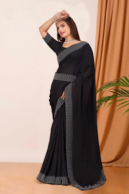 KEYU FASHION Embellished Bollywood Georgette Saree(Black)