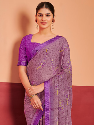 Tasrika Printed Bollywood Chiffon Saree(Purple)