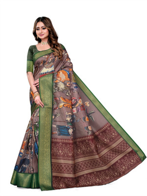 PARVOTSAV Digital Print Bollywood Polyester Saree(Green)