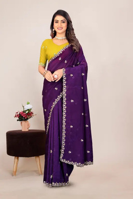 Zari and Ziba Embellished Bollywood Jimmy choo Saree(Purple)