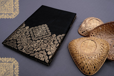 KAKADIYA Woven Kanjivaram Pure Silk Saree(Black)