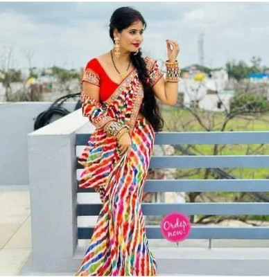 Ringtonfashion Printed Daily Wear Georgette Saree(Multicolor)