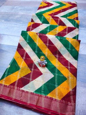 KRISHANA Hand Painted Handloom Cotton Jute Saree(Multicolor)